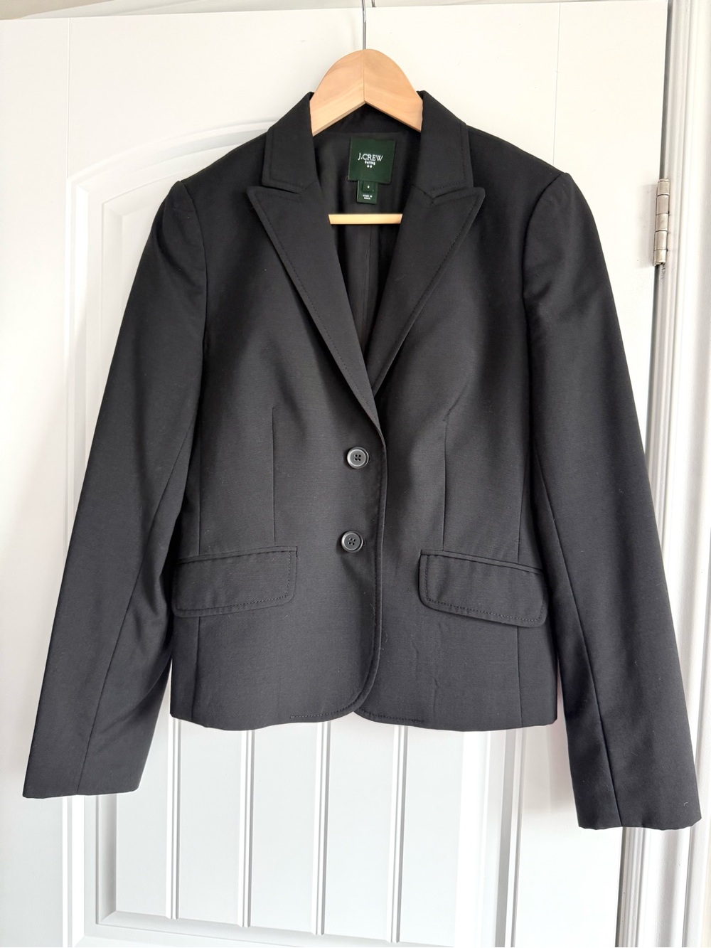 J. Crew 100% Wool Classic Black Women's Two-Button Tailored Blazer